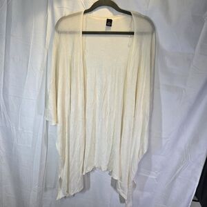 Cream Rayon Open-Front Flowy Sheer Women's  Sweater Shawl OSFM